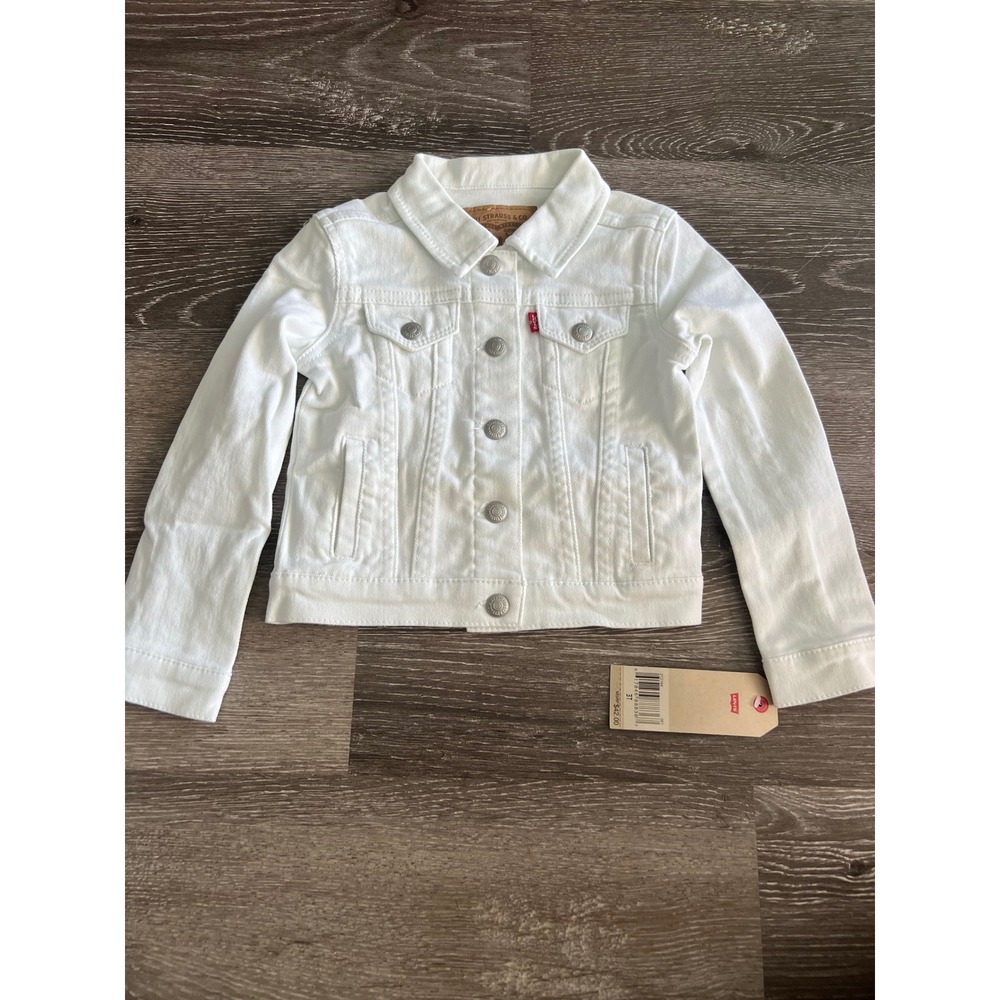 NEW Levi's Denim Jacket Toddler 3T White  Stretch Button Front